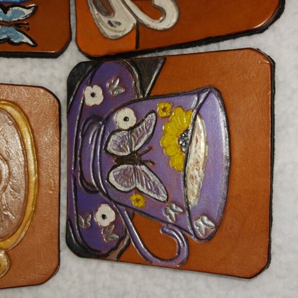 Leather Coasters - 4" square with rounded corners - Picture 2 of 4